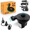 Roe Tenpo Pompa ad aria elettrica con 3 ugelli, gonfiaggio o sgonfiaggio, materassini, piscine per bambini e altri giocattoli, AC110-240V/DC12V/50W (nero-pompa ad aria)