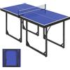 HOMCOM Tavolo da ping pong pieghevole, 182 x 91 cm, facile da trasportare, resistente alle intemperie, stabile, tavolo da tennis con rete e telaio in acciaio, per interni ed esterni, blu