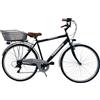 MADICKS Bicicletta Uomo da Passeggio Olanda Trekking City bike Misura 28 Bici da città Vintage retrò Nero Con Cambio (Cestino Anteriore e Posteriore in Ferro)