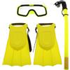 ifundom Set da Snorkeling con Boccaglio a Tenuta Stagna e Occhiali Anti-appannamento, Pinne Gialle Taglia 25-30 in Pvc e Design Adatto per Allenamento Subacqueo e Spiaggia