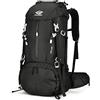 Esup Zaino da trekking da 50 l, zaino da campeggio da uomo, con copertura antipioggia, 45 l+5 l, zaino da viaggio leggero (nero nuovo)