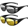 fuzhik Occhiali da Ciclismo 2 Pezzi - Notte & Sole con Lenti Polarizzate UV400 - Set Sportivi Unisex per Bici, Corsa, MTB - Antigraffio e Antiscivolo (Nero)
