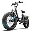 URLIFE Bicicletta Elettrica, 20 x 4.0 Fat Tire Ebike, Batteria Rimovibile da 48 V 15,6 Ah, Display LCD Colorato, 7 Velocità, Fino a 110 km, Bici Elettrica per Adulti (Nero)