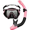Housoutil Set Maschera da Sub e Boccaglio in Silicone Rosa per Design a Finestra Singola e Cinturino Elastico ad Alta Elasticità per Snorkeling e Nuoto