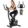SPORTNOW Cyclette da Casa con 8 Livelli di Resistenza Magnetica, Cyclette da Camera con Bluetooth App, Sedile Regolabile, Schermo LCD, Sensore Cardiaca, Portatelefono, Bici da Casa Allenamento Fitness