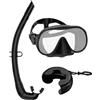 Générique Set di boccaglio per adulti | Maschera grandangolare anti-appannamento - con scatola e pinne regolabili - per stadi, snorkeling, uscite in spiaggia ed esplorazioni subacquee