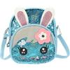 Alipis Zaino Coniglio in Pu Blu Paillettes, Sacchetta Scuola per Ragazze e Ragazzi, Tracolla Regolabile, Adatto per Fitness e Shopping