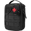 Mardingtop Borsa tattica Molle Primo Soccorso Marsupio Compatto Militare EDC Pouch per All'aperto Campeggio Escursioni Ciclismo Arrampicata, Nero , Tasca aggiuntiva