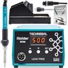 TECHREBAL iSolder Stazione Saldante Professionale 60W, Saldatore Termostato Regolabile 200-500°C con Riscaldatore Ceramico a Perno, Display LCD, Calibrazione PID, Kit Punte 900M per Circuiti PCB