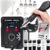 TECHREBAL 858D Ultra Saldatore Plastica Aria Calda 750W, Kit Riparazione Paraurti Auto con Ugello Rapido BUT, Rete di Rinforzo, 300g Barrette PP ABS EPDM, Termostato LED, Stazione Rework SMD, 220V