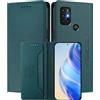 MOJIA Custodia per Motorola Moto G30/Moto G20/Moto G10, Resistente a Cadute e Graffi, Alta qualità PU Pelle Stile Portafoglio Cover Folio con Chiusura Magnetica. Dark Green