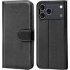 Verco Custodia a libro per iPhone 17 Pro Max, per iPhone 17 Pro Max, con funzione di carte di credito/supporto, colore: nero