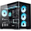 SAMA V60 Case PC Mid Tower, Pannello in Vetro Temperato Curvo, 7 Ventole ARGB PWM da 120mm con Hub per Ventole, USB Type-C, Case ATX ad Alto Flusso d'Aria per Gaming PC, Supporto AIO da 360mm, Nero