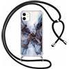 Yoedge Cover con Cordino per iPhone 12/iPhone 12 Pro 6,1, Custodia Trasparente Aesthetic Disegni Marble, Donne Ragazze Morbido TPU Silicone + PC Antiurto Case con Collana Tracolla Laccio Collo, 02