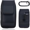 JRSHIRLEYLTD 1 pezzi Nero Porta Cellulare Cintura Portatelefono,Cinta Custodia Telefono con Clip e con Moschettone,Nylon Portatelefono Cinta con Clip Verticale,Fondina Cellulare Cintura