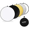 GODOX 110cm 5-in-1 Riflettore Rotondo Multi Portatile Pieghevole Disco (Trasclucido, Argento, Dorato, Bianco, Nero) per Studio Fotografico Foto