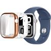 MEMELOKA Cover per Apple Watch Series 10 46mm con Pellicola, [2 Pezzi]Anti-Graffio e Antiurto Morbida TPU Custodia Protettiva con Protezione Completa, Trasparente + Oro Rosa