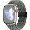 PinnWaa Cinturino Nylon Magnetico per Apple Watch Series 11/10 46mm | Intrecciato per Apple Watch Ultra 3/2/1 49mm, SE 3/SE 2/SE 44mm, Series 9/8/7 45mm, 6/5/4 44mm, 3/2/1 42mm, Verde Scuro