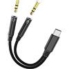 zoyuzan Adattatore splitter audio USB C per cuffie jack a cavo AUX per iPhone 17 16 15 Pro Max compatibile con Samsung 3,5 mm doppio connettore splitter microfono PC jack laptop smartphone per iPad Dual