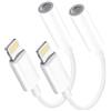 Highspirit Confezione da 2 adattatori da Lightning a jack / iPhone Aux [certificato MFi] Dongle a jack da 3,5 mm per iPhone, adattatore per cuffie Aux, connettore audio per iPhone14/13/X/XS/XR/8/7