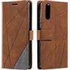 SONWO Cover per Sony Xperia 5 III, Flip Caso in PU Pelle Case Cover Portafoglio Custodia per Sony Xperia 5 III, [Kickstand] [Slot per Schede], Marrone