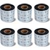 Techbarco 6 rotoli di nastro a trasferimento termico in cera migliorata, 60 mm x 300 m, nucleo da 2,5 cm, nero, inchiostro esterno, codice a barre, compatibile con stampanti Zebra