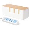 Generic Scatola per la gestione dei cavi, scatola portaoggetti con coperchio in legno, organizer per cavi organizzati ox, organizer per cavi per desktop, TV, computer, sistema hub USB, ciabatta e cavi, copre