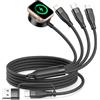 Bamkey Cavo di Ricarica Multiplo 4 in 2 con Caricatore Apple Watch, 1.2 M Nylon Intrecciato Compatibile con iWatch Ultra/SE/11/10/9/8/7/6, per iPhone 17 16 15 14 Pro Max/Pro/Air e la serie Samsung