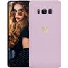 Kaywzo Cover per Samsung Galaxy S8,Custodia in Silicone TPU Liscio di Morbido con Modello Cardiaco,Design Minimalista,Ultrasottile Donna Antiurto Case Cover,Viola