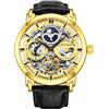 Stuhrling Original Orologio da Polso Automatico da Uomo - Lusso Scheletrato con Doppio Fuso Orario - Cassa in Acciaio Inox 47 mm - 22 Rubini - Fondello a Vista - Cinturino in Vera Pelle Goffrata