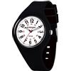 PINDOWS Orologi da polso analogici al quarzo da donna con cinturino in silicone per ragazze, signore, studentesse, facili da leggere, impermeabili. (Weißes Gehäuse + Schwarzes Band)