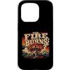 Christian Revival Faith Fire Cross Custodia per iPhone 15 Pro Retro Mountain Cross Il fuoco brucia ancora