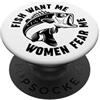 Miftees Fishing Tees Le donne mi temono che i pesci mi vogliono PopSockets PopGrip Adesivo