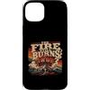 Christian Revival Faith Fire Cross Custodia per iPhone 15 Plus Retro Mountain Cross Il fuoco brucia ancora