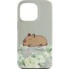 Animal Print Cute And Fun Custodia per iPhone 13 Pro Sleepy Floreale Verde Pastello Elegante Rosa Lazy Capybara