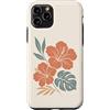 Hibiscus Watercolor Flower Aesthetic Custodia per iPhone 11 Pro Ibisco Fiori Tropicali Botanico Monstera Floreale
