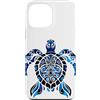 Ocean Aesthetic Decor Custodia per iPhone 13 Pro Max Tartaruga Tribale Motivi Polinesiani Blu Ornamentale