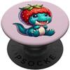 Cute dino T-Rex strawberry quirky hat fr Simpatico dinosauro T-Rex con cappello alla fragola divertente PopSockets PopGrip Adesivo
