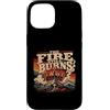 Christian Revival Faith Fire Cross Custodia per iPhone 15 Retro Mountain Cross Il fuoco brucia ancora