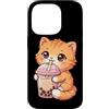 Kawaii Boba Tea Japan Otaku Bubble Milk Custodia per iPhone 14 Pro Gatto Bere Boba Tea Kawaii Bubble Milk Tea Lover Tapioca