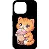 Kawaii Boba Tea Japan Otaku Bubble Milk Custodia per iPhone 16 Pro Gatto Bere Boba Tea Kawaii Bubble Milk Tea Lover Tapioca
