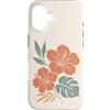 Hibiscus Watercolor Flower Aesthetic Custodia per iPhone 16 Ibisco Fiori Tropicali Botanico Monstera Floreale