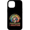 Puzzle Game Cube One Solution Speed Cubi Custodia per iPhone 15 Puzzle Game Cube One Solution Speed Cubing Retro Matematica