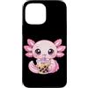 Kawaii Boba Tea Japan Otaku Bubble Milk Custodia per iPhone 13 Pro Max Axolotl Bere Boba Tea Kawaii Tapioca Bubble Milk Tea