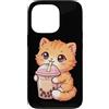 Kawaii Boba Tea Japan Otaku Bubble Milk Custodia per iPhone 13 Pro Gatto Bere Boba Tea Kawaii Bubble Milk Tea Lover Tapioca