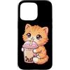 Kawaii Boba Tea Japan Otaku Bubble Milk Custodia per iPhone 15 Pro Max Gatto Bere Boba Tea Kawaii Bubble Milk Tea Lover Tapioca