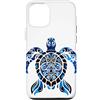 Ocean Aesthetic Decor Custodia per iPhone 12/12 Pro Tartaruga Tribale Motivi Polinesiani Blu Ornamentale
