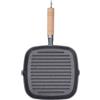 Wisecoco Bistecchiera Antiaderente Quadrata, Moneta Bistecchiera in Alluminio, Multiuso Padella per Bistecca, Padella per Griglia in Ghisa, Manico in Legno Satinato 23 x 21 cm