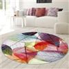 Teppich-Traum Tappeto soggiorno zona giorno tovaglietta zona pranzo easy-care resistente multicolore con motivo a fogliame colorato, rotondo 80 cm
