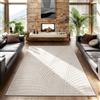 SIMPEX Tappeto 200x290 cm Crema, Pelo Corto con Effetto 3D Alto-Basso, Design Boho Scandinavo, per Soggiorno, Camera, Cucina o Esterni